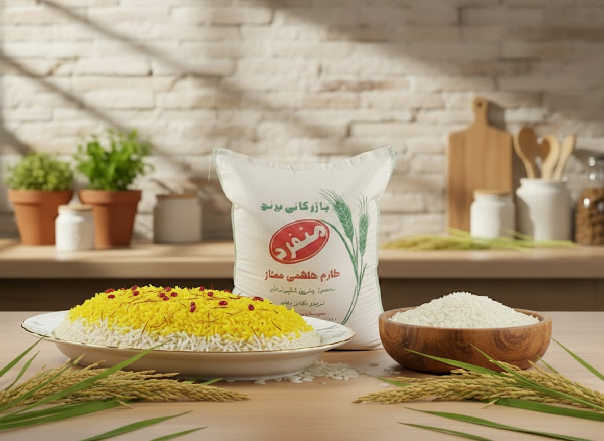 پخت عالی و مجلسی برنج طارم هاشمی معطر و دانه بلند در بسته بندی برنج منفرد